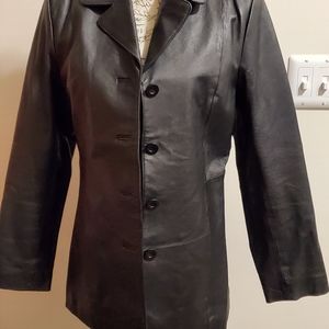 Ladies Black Leather Blazer